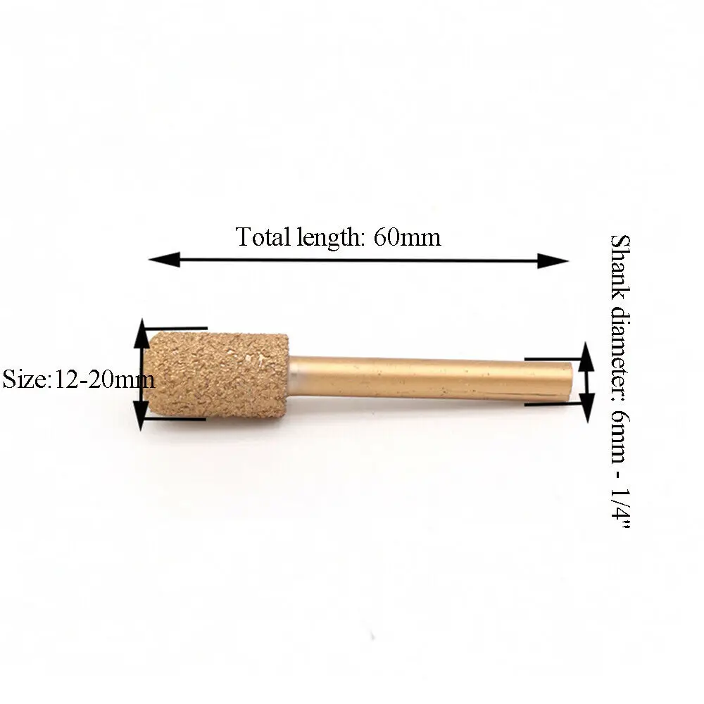 12-20Mm Brazing Diamond Burr บดแกะสลัก Bit 6Mm Shank เจาะ46 100กรวด