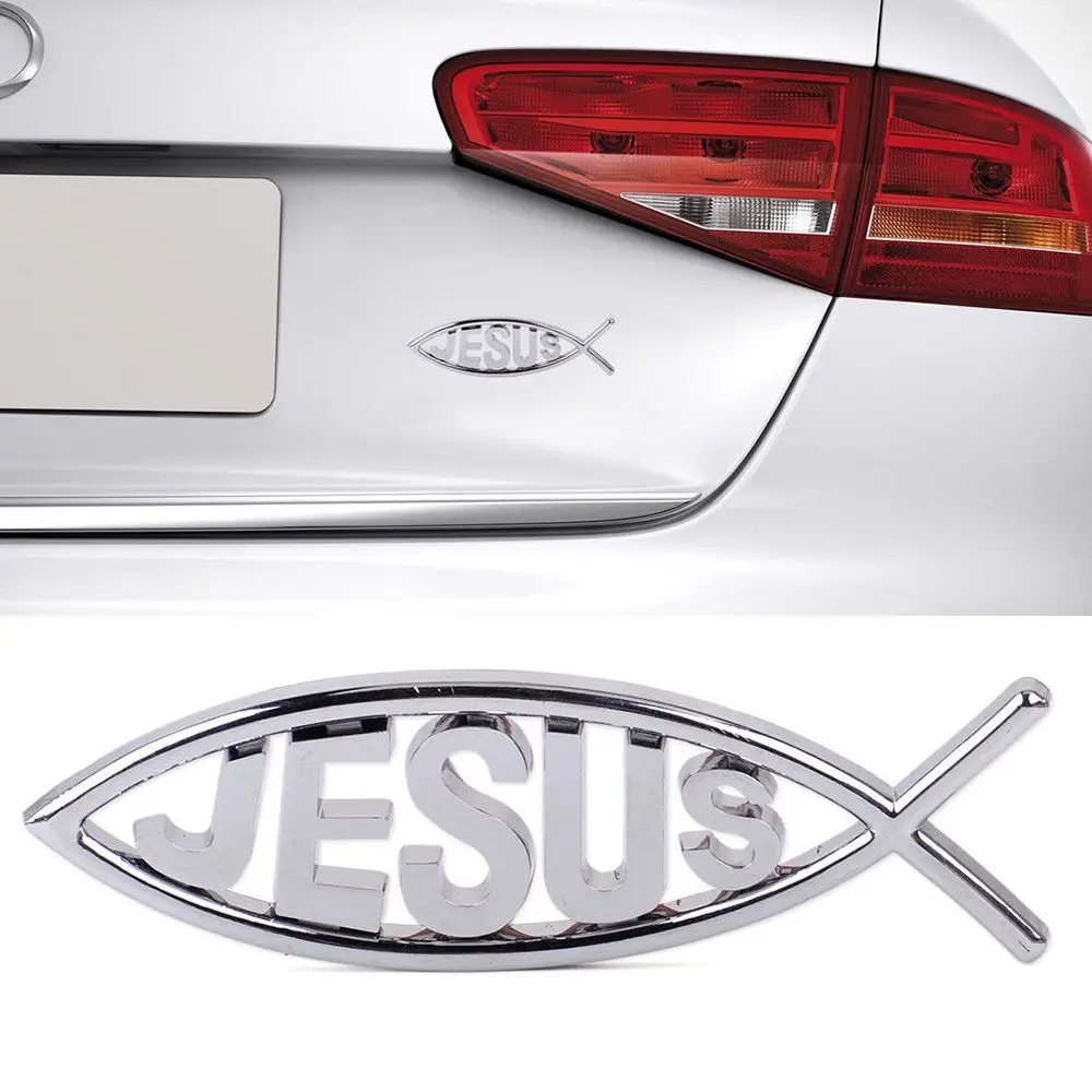 New 3D Christian Jesus Fish Symbol Logo Car Emblem Badge Sticker Decal