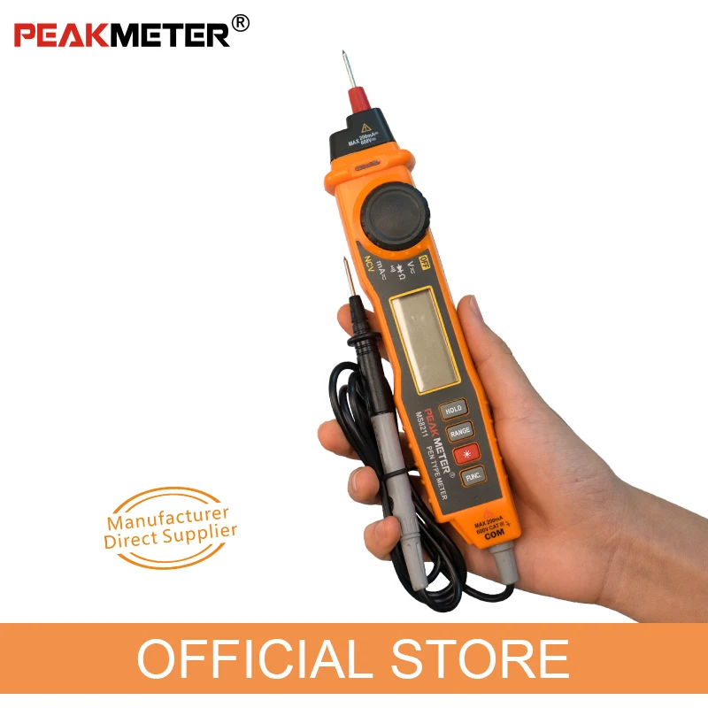 PEAKMETER PM8211 Pen type Digital Multimeter with probe ACV DCV Electric Handheld Tester Multimeter Resistance NCV Continuity