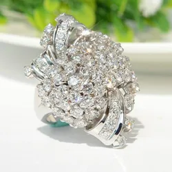 Gorgeous Women Jewelry White  Zircon Rings for Wedding Engagement Party Set Gifts Size 5 6 7 8 9 10 11 12