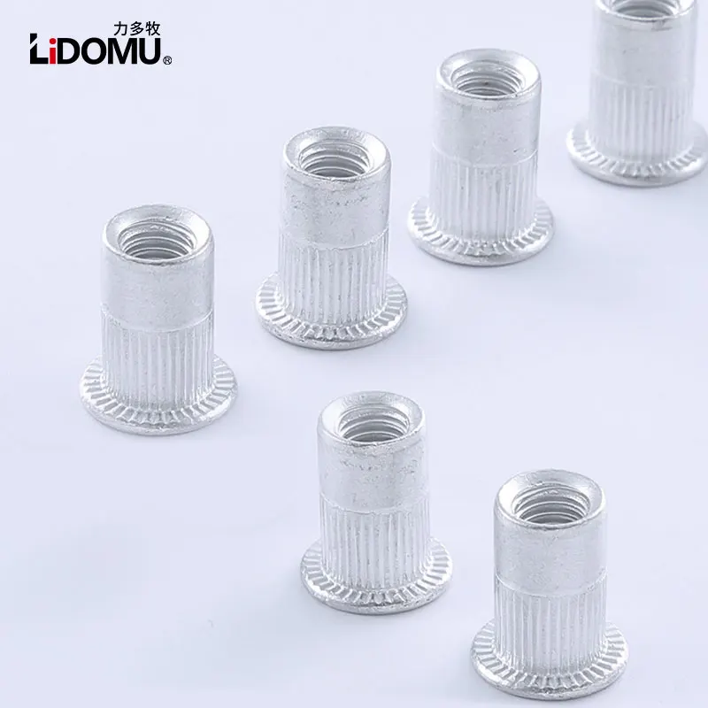 30/50pcs Aluminium Blind Rivet Nuts Flat Head Knurled Aluminum Threaded Rivet Nut Insert Nuts M3 M4 M5 M6 M8 M10 M12