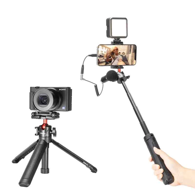 Ulanzi MT-41 Selfie Stick Extendable Tripod with Foldable Phone Mount Holder Cold Shoe for Smartphone DSLR SLR Camera Vlog