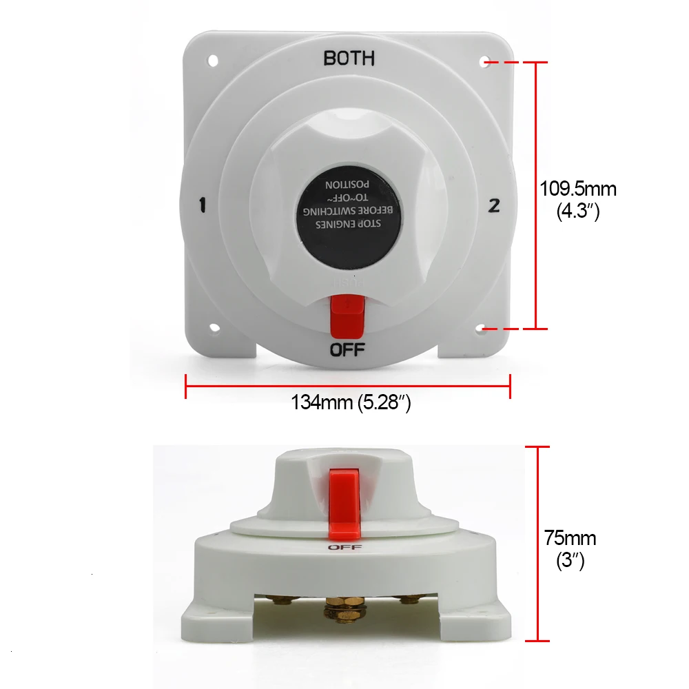 Biała bateria łódź morska rozdzielcza 175A 12V przełącznik przełącznik wyboru podwójna bateria morskiego do łodzi RV