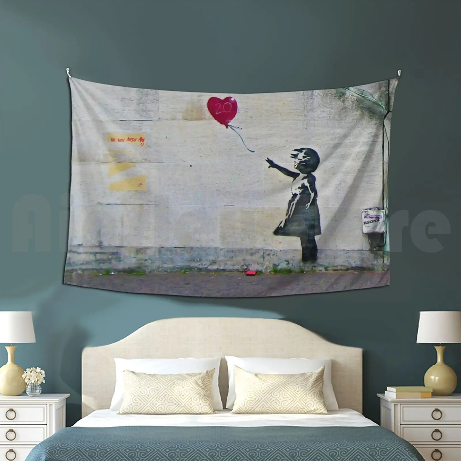 Banksy Girl Heart Balloon Tapestry Living Room Bedroom Girls Balloon Banksy Street Art Graffiti Artist Vandal