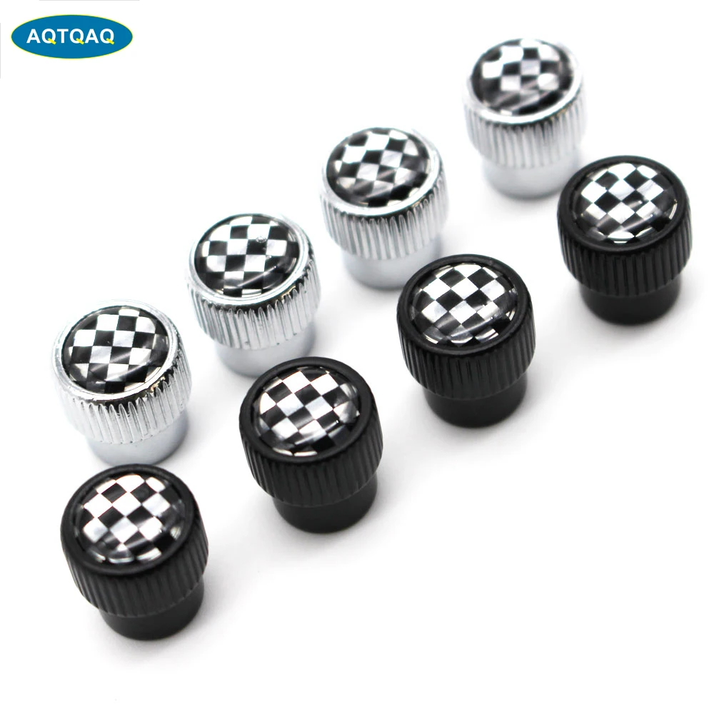 

4 Pcs/Set Zinc Alloy Black With White Style Tire Valve Stem Cap Tire Wheel Stem Air Valve Caps for Auto Cars