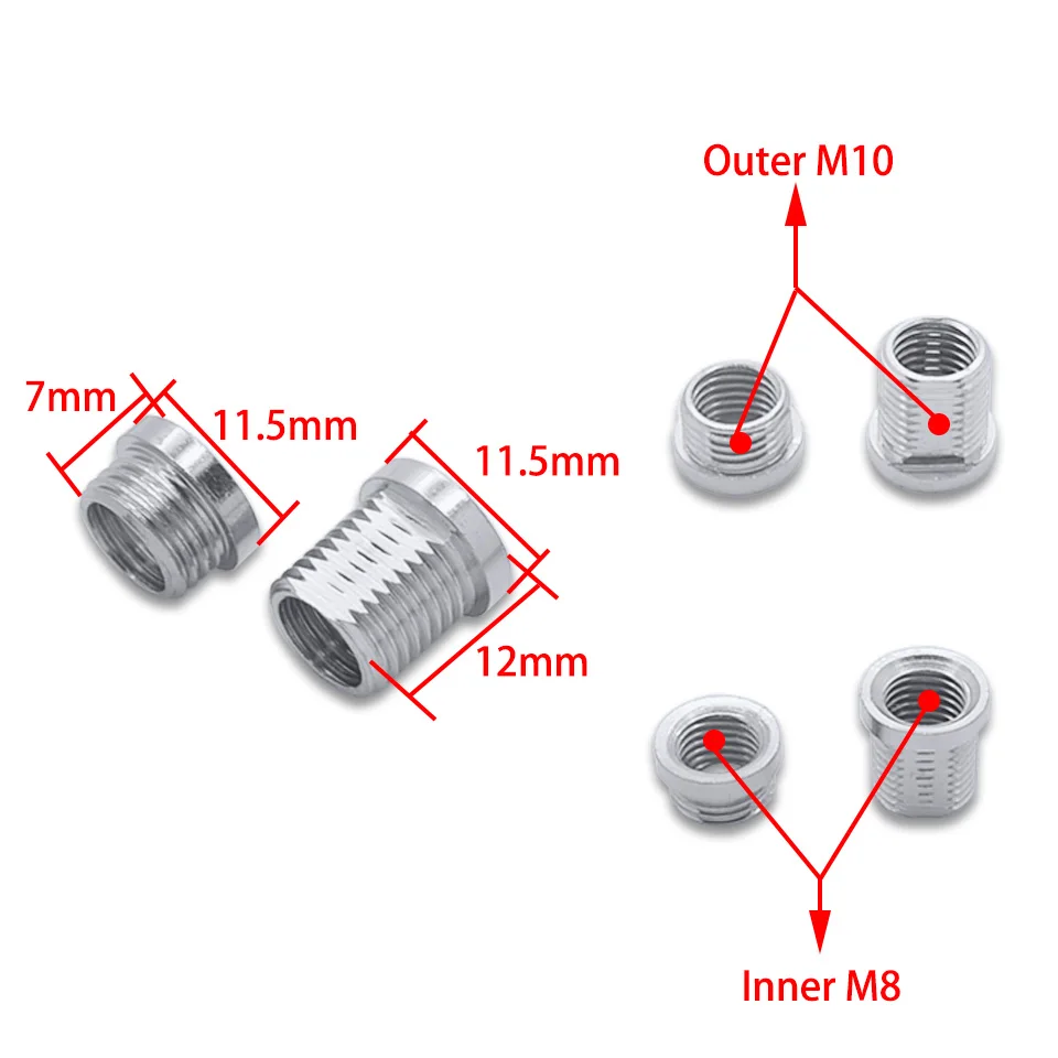 2pcs Inner M8 to Outer M10 connect hose gooseneck tube connection hose can make outer teeth M8 become outer teeth M10