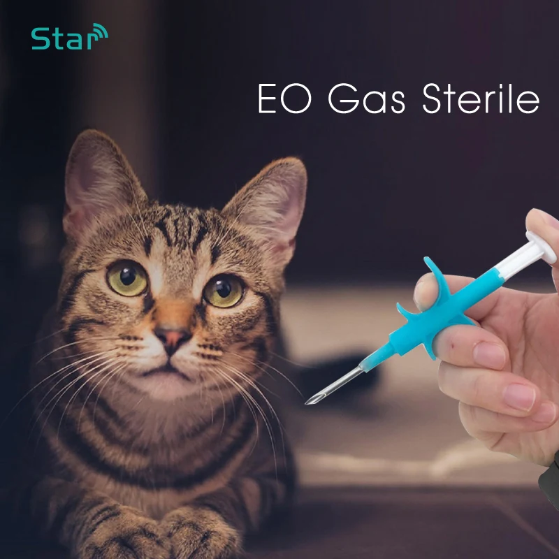 Seringa com microchip para cães e gatos, 100 peças