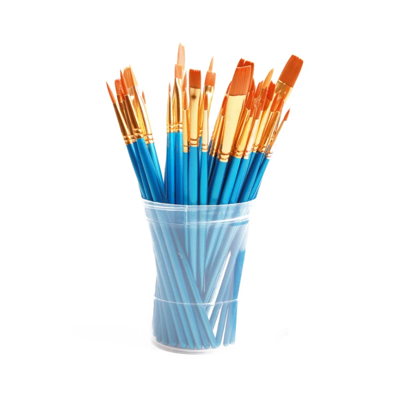 50pcs/Set High Quality Nylon Hair Oil Paint Brush Set Flat Brush Acrylic DIY Drawing Pen for Artists Painters Beginners Students