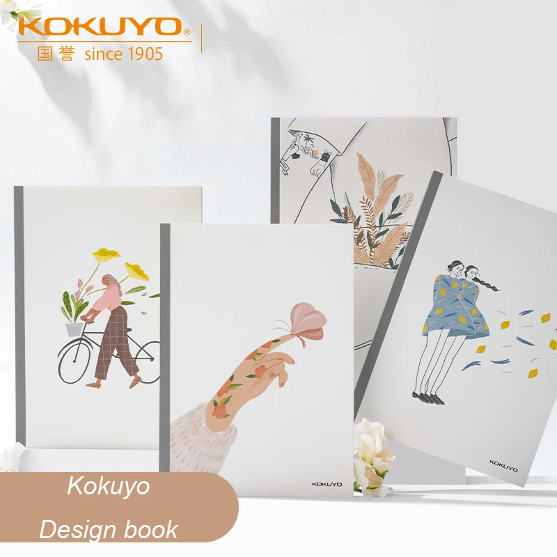 4Pcs KOKUYO Japanese Illustrator Series  Horizontal Line Book B5 Soft Surface Copy A5 Wireless Binding Student Learning Notepad