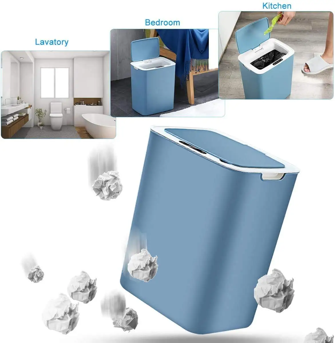 Automatic Touchless Intelligent induction Motion Sensor Kitchen Trash Can Wide Opening Sensor Eco-friendly Waste Garbage Bin