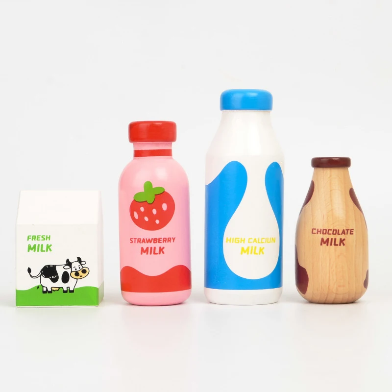 Faire semblant de jouer au lait en bois pour enfants, ensemble de clics, cuisine, nourriture, jouets, Montessori, apprentissage, enfants, simulation, 216.239.