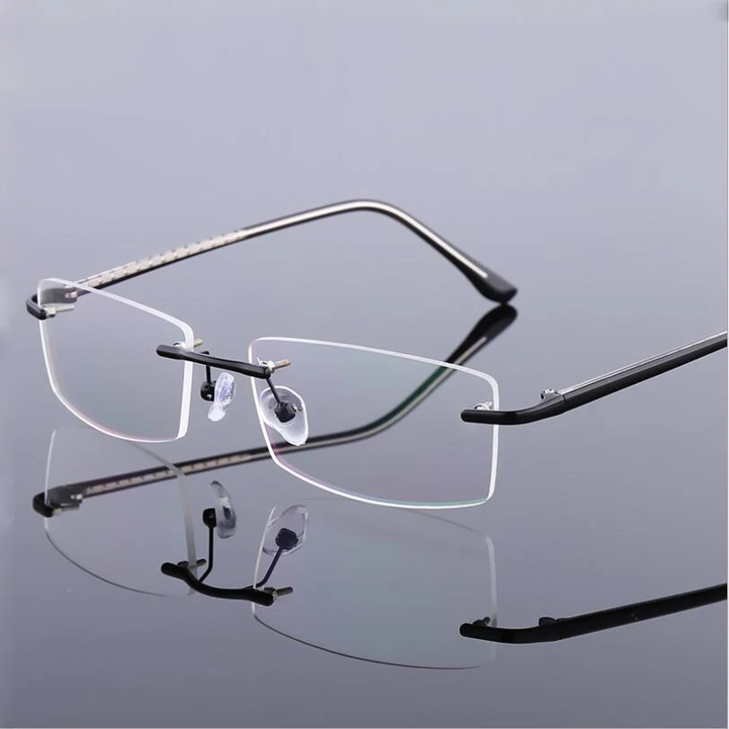 

Men's Business Titanium Alloy Rimless Frame for Myopia Hyperopia Prescription Glasses Frames ,Women Frameless Eyeglasses F866