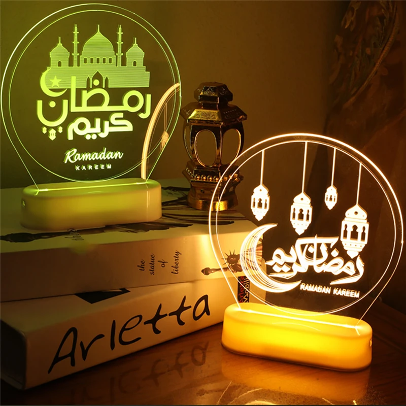 EID Mubarak Ramadan 3D LED Night Light Wall Hanging Acrylic Lamp For Home Islam Muslim Event Party Supplies with Remote Control