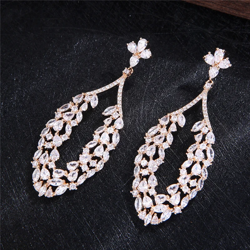 EYER Fashion Trend Wild Big Drop Earrings Wedding Bridal Party Jewelry Dress Up Fashion New Products Copper Earrings For Friends