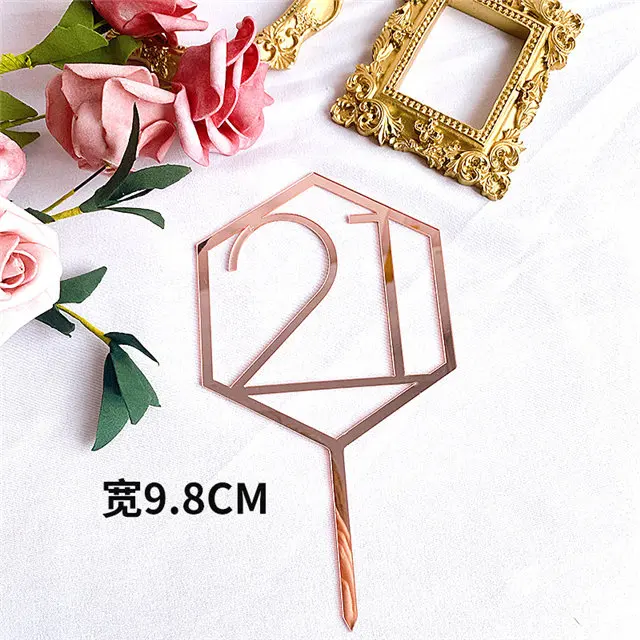 Neue 10/18/20 Zahl Alles Gute zum Geburtstag Kuchen Topper Gold Geburtstag Party Acryl Cupcake Topper Hochzeitstag Dessert Dekoration – Detail 24
