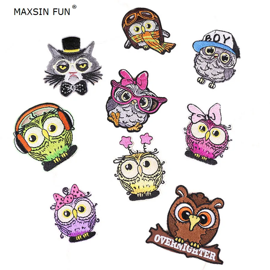 

MAXSIN 10PCS Fashion Embroidered Small Bird Patches For Clothing Applique for Jeans DIY Accessories Cute Owl Iron on Stickers