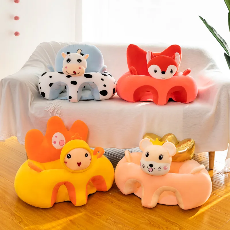 Sofá de felpa con dibujos de animales para niños pequeños, asiento para aprender a sentarse, juguete creativo para regalo, solo funda sin relleno