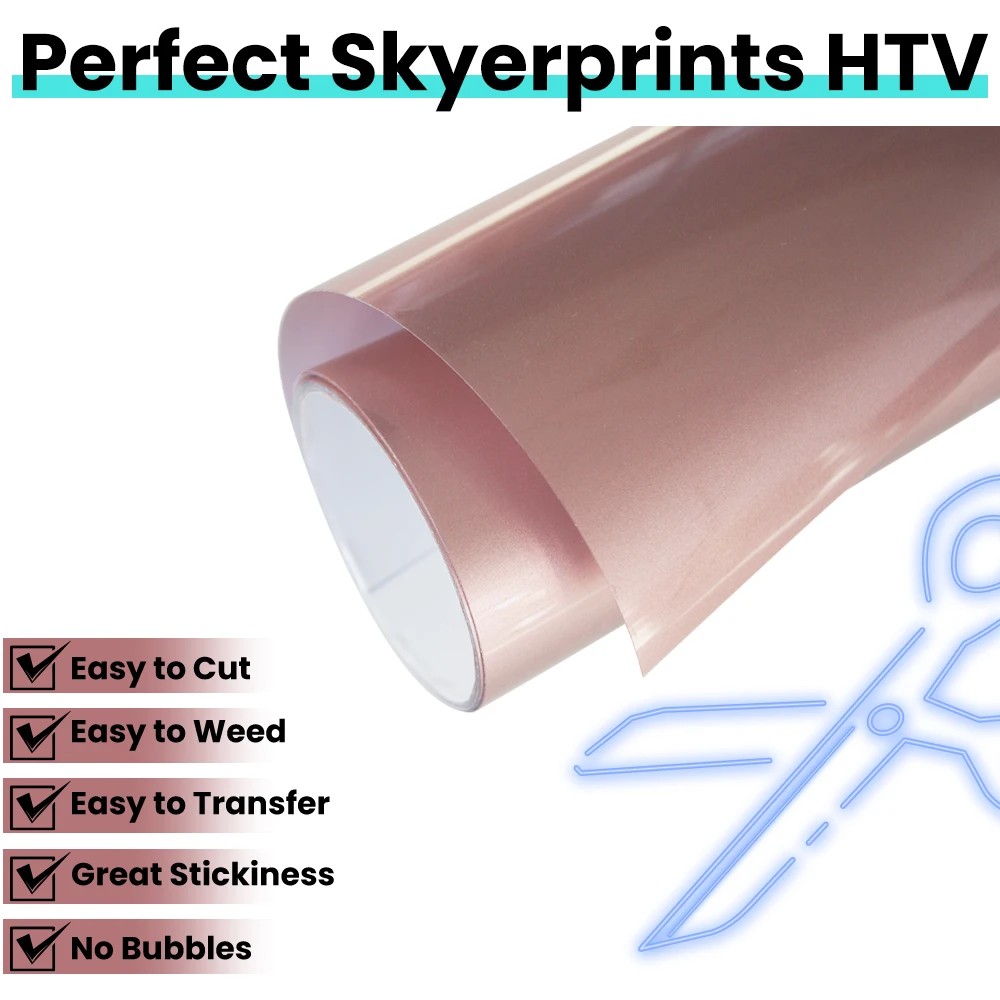 Rose Gold Black White PU Heat Transfer Vinyl Roll Iron On Vinyl For Cutting Machines HTV Vinyl