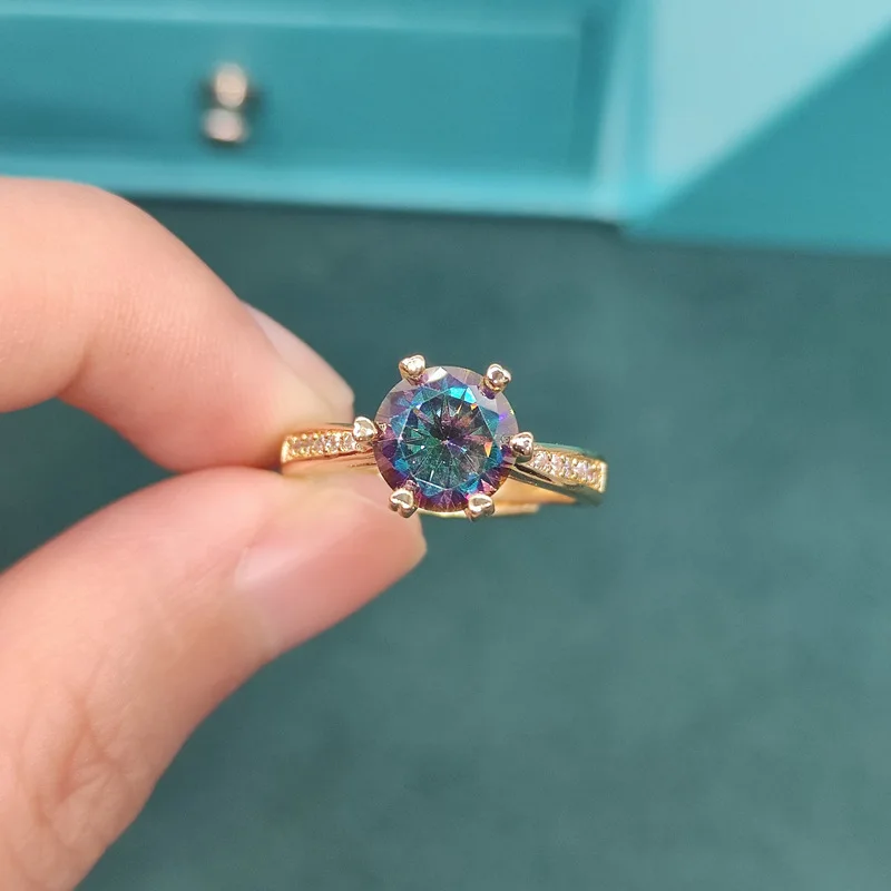 18K Gold Ring for Women Natural 2 Carat Diamond with Diamond Jewelry Anillos De Bizuteria Anillos Mujer Gemstone Rings Box