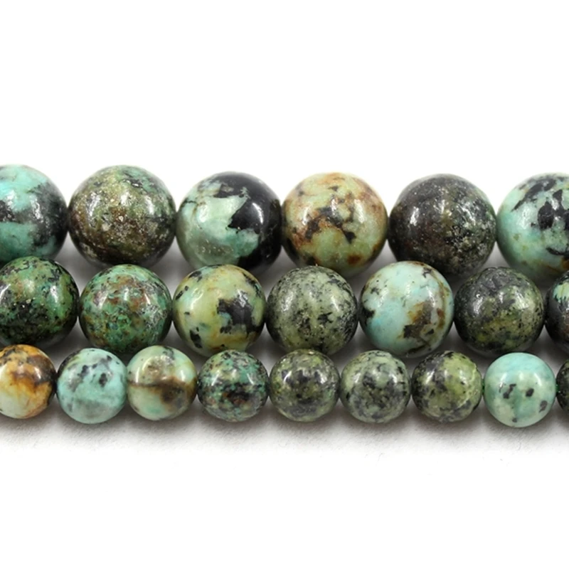 Natural Stone African Turquoise Round Loose Beads Strand 4/6/8/10/12MM 15Inch For Jewelry DIY Making Necklace Bracelet