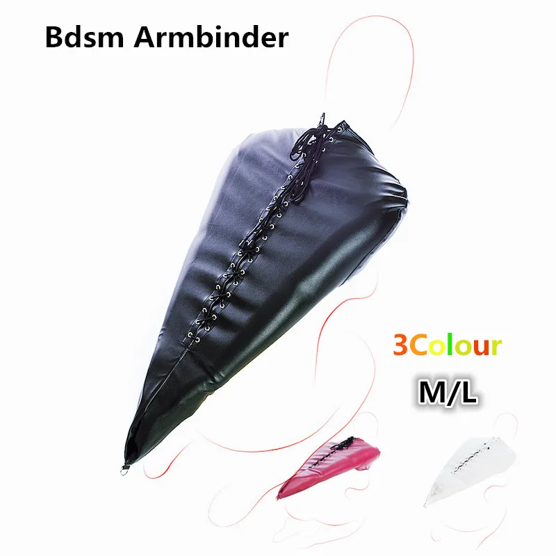 Plus Size Adjustable Leather Full Sleeve Armbinder Sex Toys of Tight Single Gloves Straight Jacket for Bdsm Bondage Fetish