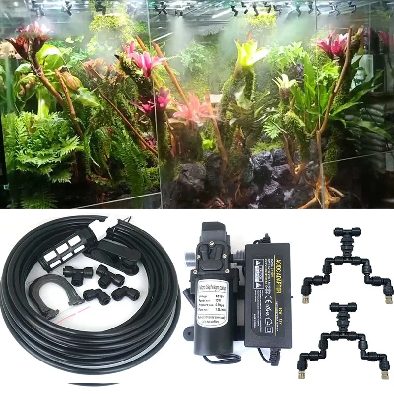 

Reptiles Fogger Mist Sprinkler Rainforest Tank Pet Humidification Cooling system Reptile Pet Terrarium Misting System