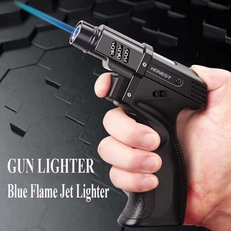 Gas Gun Lighter Windproof Torch Jet Butane Turbo Unusual Lighters Gasoline BBQ Candle Cigar Lighter Gadget Dropship Suppliers