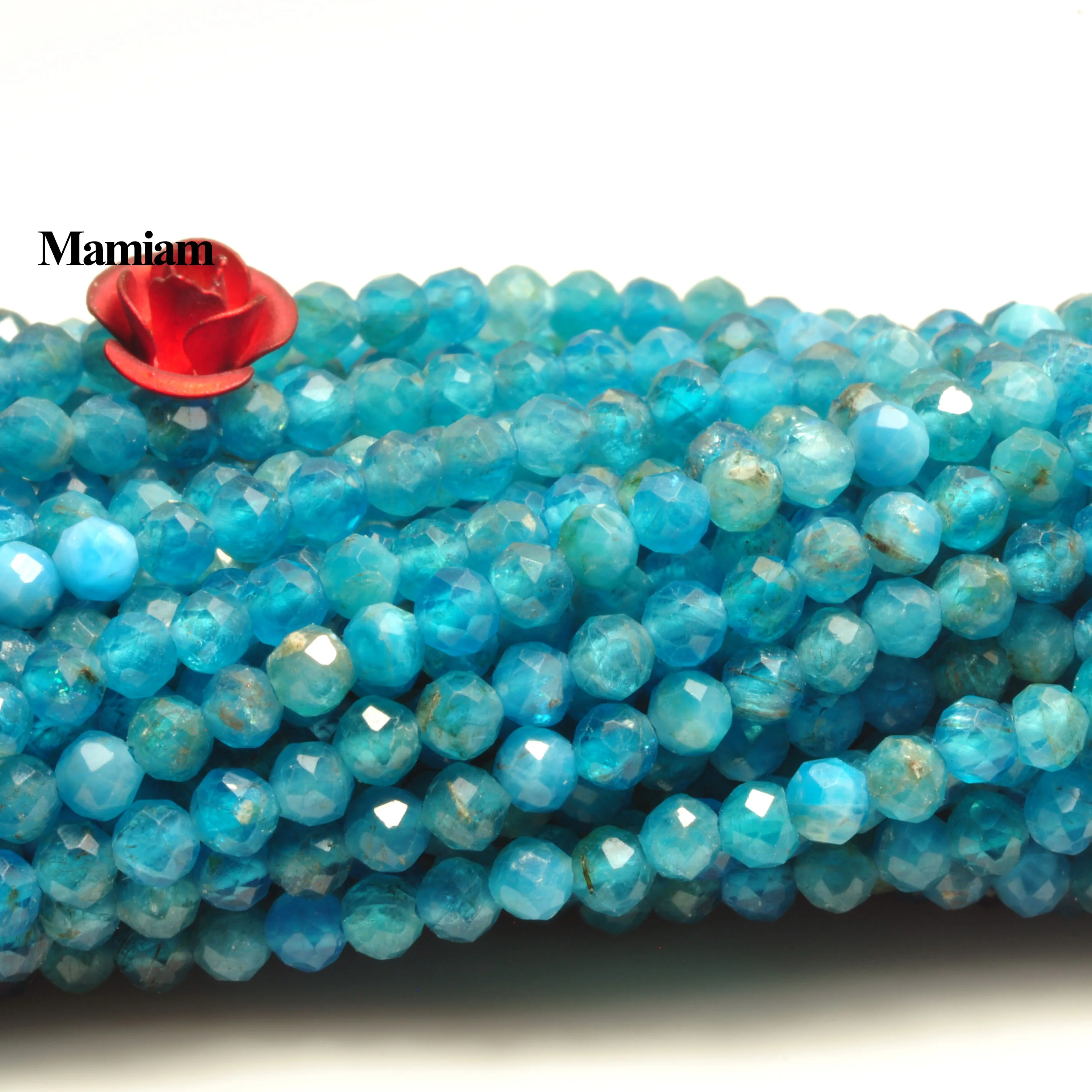 

Mamiam Natural Blue Apatite Faceted Round Beads 3mm Smooth Loose Stone Diy Bracelet Necklace Jewelry Making Gemstone Gift Design