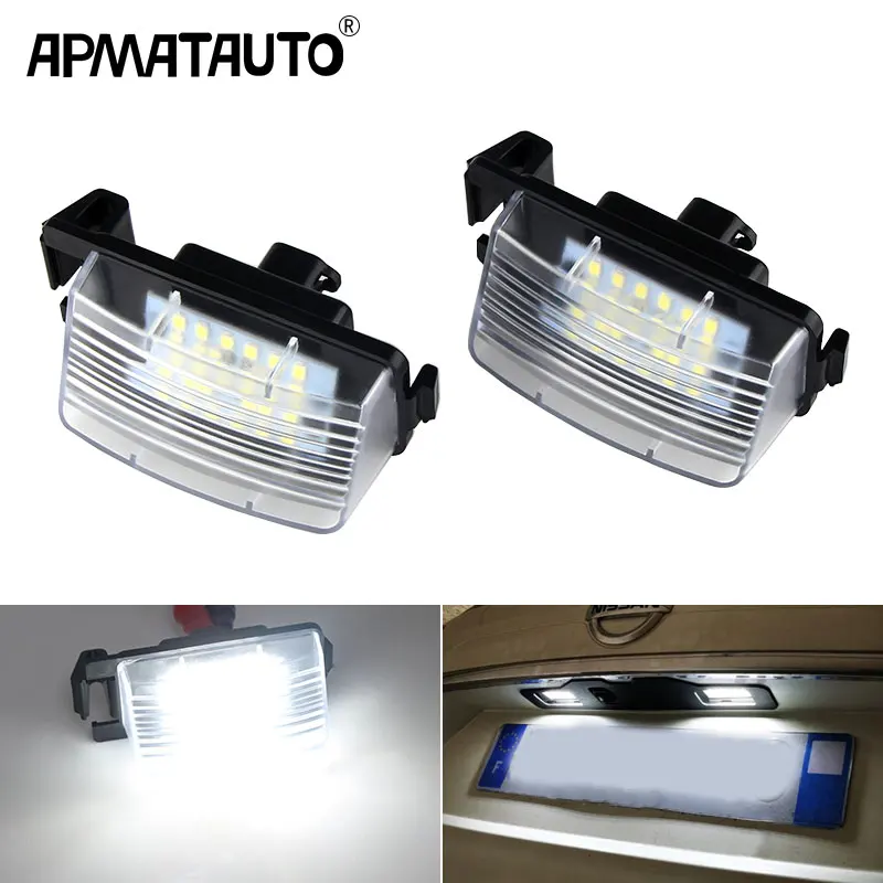 2Pcs LED License Number Plate Lights Lamp For Nissan Versa 4D 5D Livina GTR R35 Cube Z12 370Z Z34 Leaf For Infiniti G35 G37