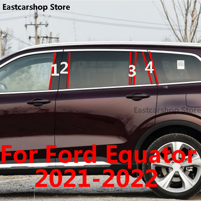 

For Ford Equator 2021 2022 Car B C Pillar Middle Central Column PC Window Decoration Strip Sticker Cover PC Accessories