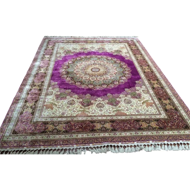 Persian design hand knot living room Turkish silk carpet