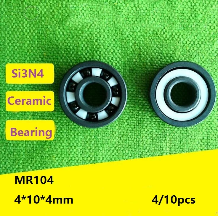 4/10pcs MR104 4x10x4mm Mini High quality Full Si3N4 ceramic deep groove ball bearing fishing reel bearing