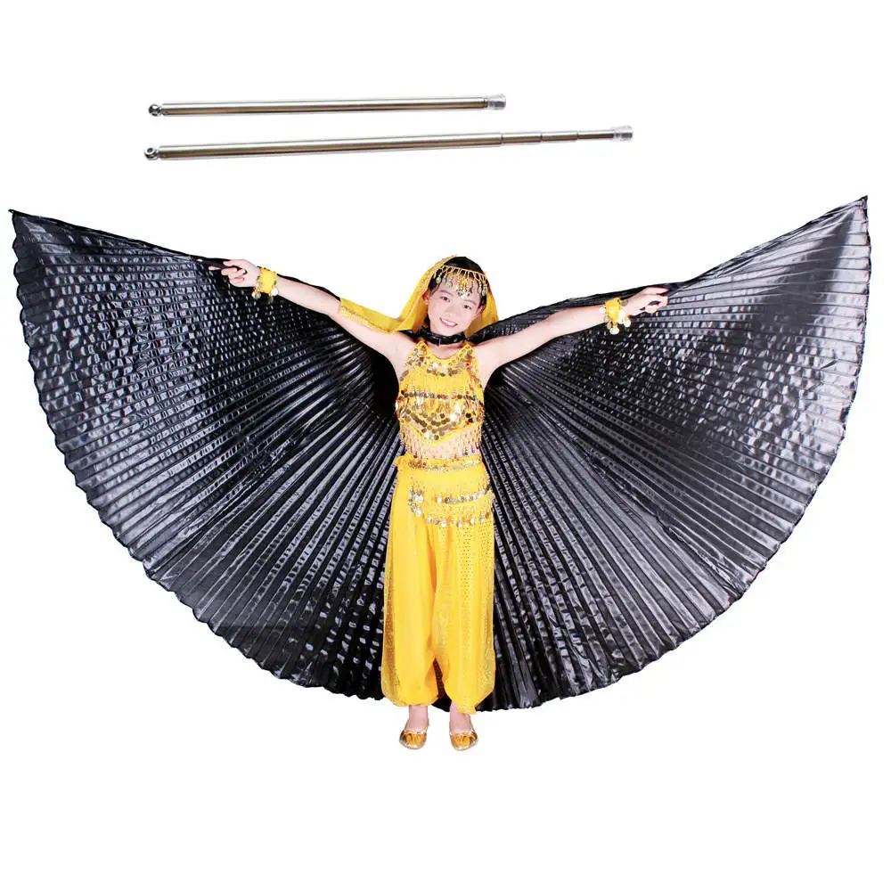 Belly Dance Wings Kids Bellydance Costumes Adult Bollywood Belly Dancing Angle Wings Gold Girls Children 11 Colors free Sticks