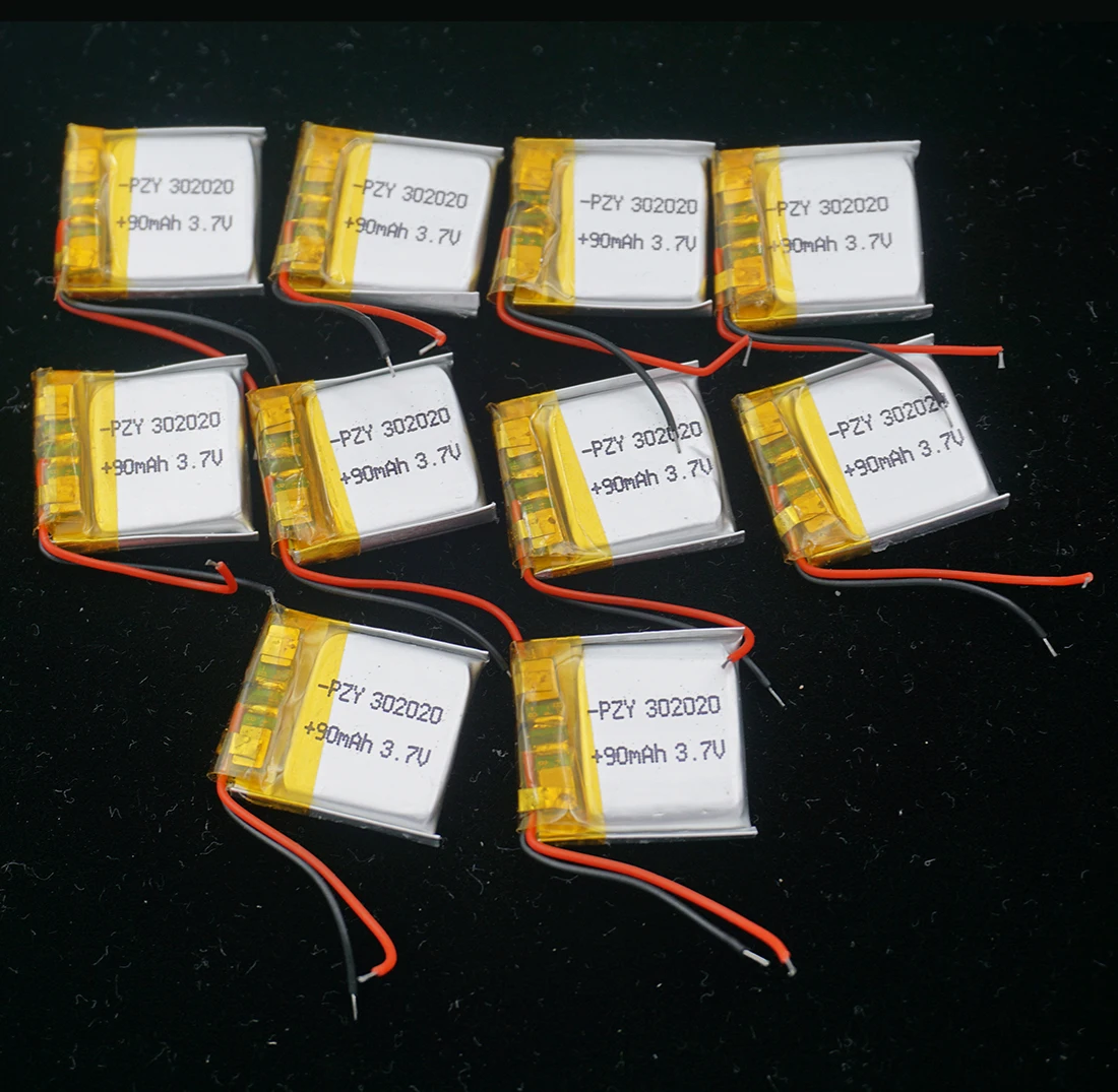 

10pcs 3.7V 90 mAh 302020 Polymer Li Lithium Lipo Battery Cell For DIY Headphones Bluetooth Earphone Speaker Smart Watche