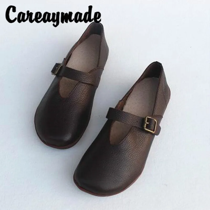 Careaymade-New Full leather handicraft comfortable women\'s shoes with top layer and cowhide four seasons single shoes