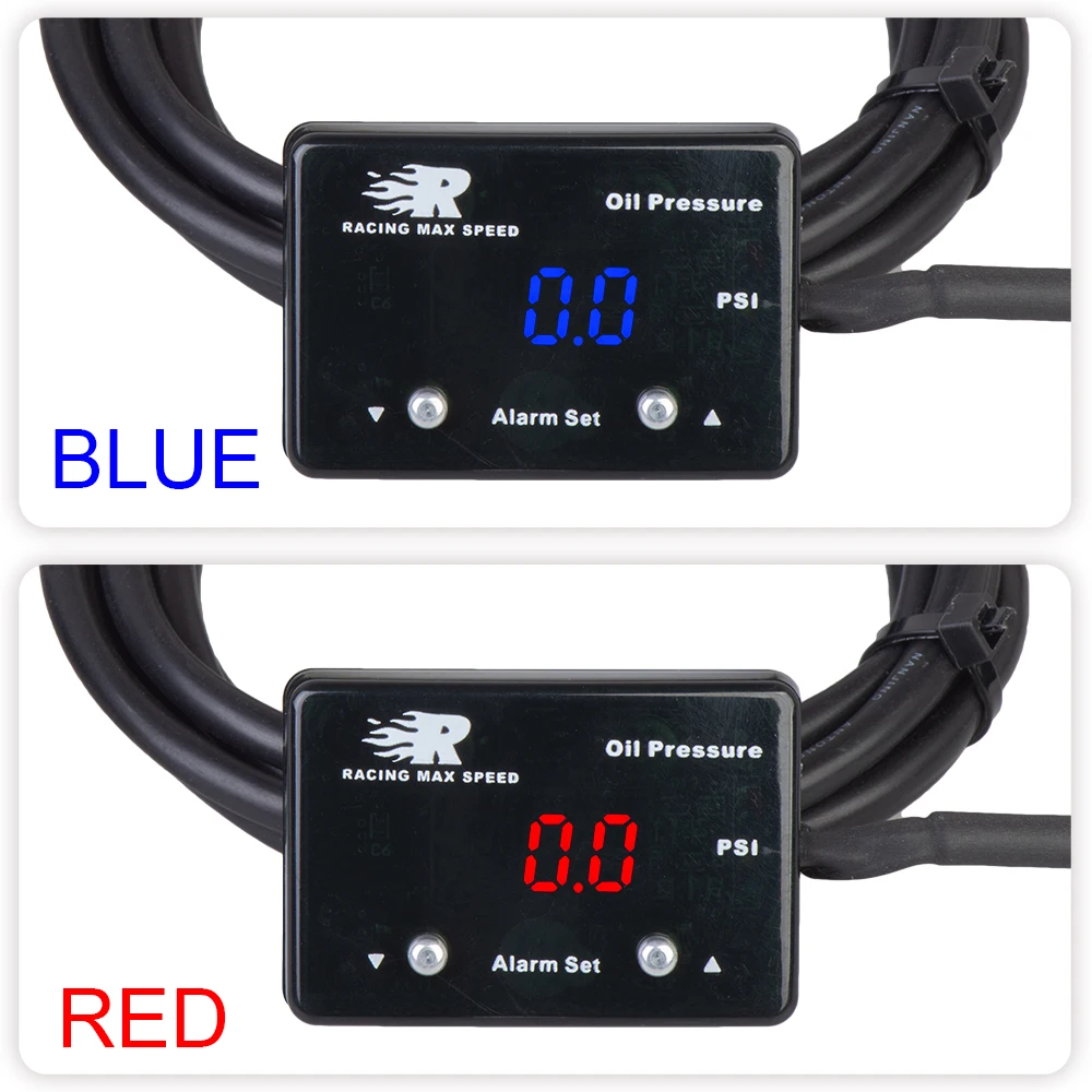 Auto 200psi 1/8 npt sensor digital oil pressure gauge red display digital Square oil pressure gauges with sensor OPM-01