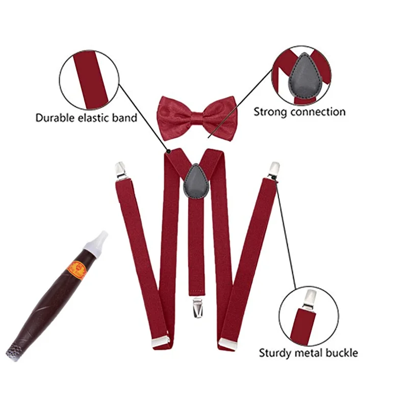 disfraz 1920s Gatsby party role-playing suit Vintage party top hat Pocket watch Fake Cigar Suspender beard suit ecoparty