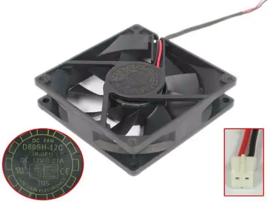 

Yate Loon D80SH-12C DC 12V 0.21A 80x80x20mm 2-wire Server Cooling Fan