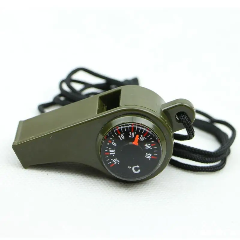 3 in 1 Emergency Survival Whistle Compass Thermometer Referee Cheerleading Whistle Camping Hiking Outdoor Multifunction Whistle