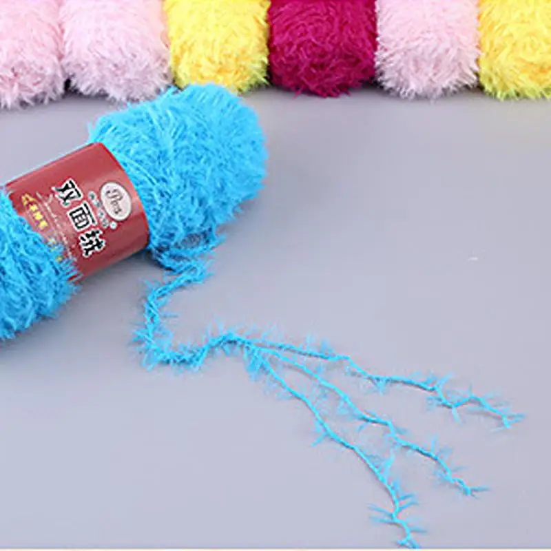 حار 100 جرام/الكرة على الوجهين الشعر الطويل لينة المنك الكشمير غزل الحياكة اليدوية 100% النايلون فو الفراء المرجان المخملية الكروشيه الموضوع FZ16 #6