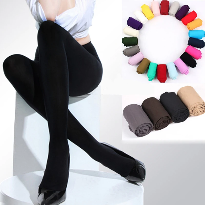 Women Black Sexy Tights Opaque Pantyhose 120D Seamless Winter Warm For Women Spring Autumn Nylon Stockings Footed Thick Stocking