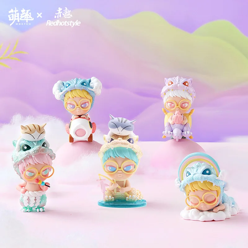 Kawaii-insignia de Puffs pequeños, figuritas de la serie del reino secreto de la jungla, caja ciega de tendencia, juguetes hechos a mano, figuras de moda