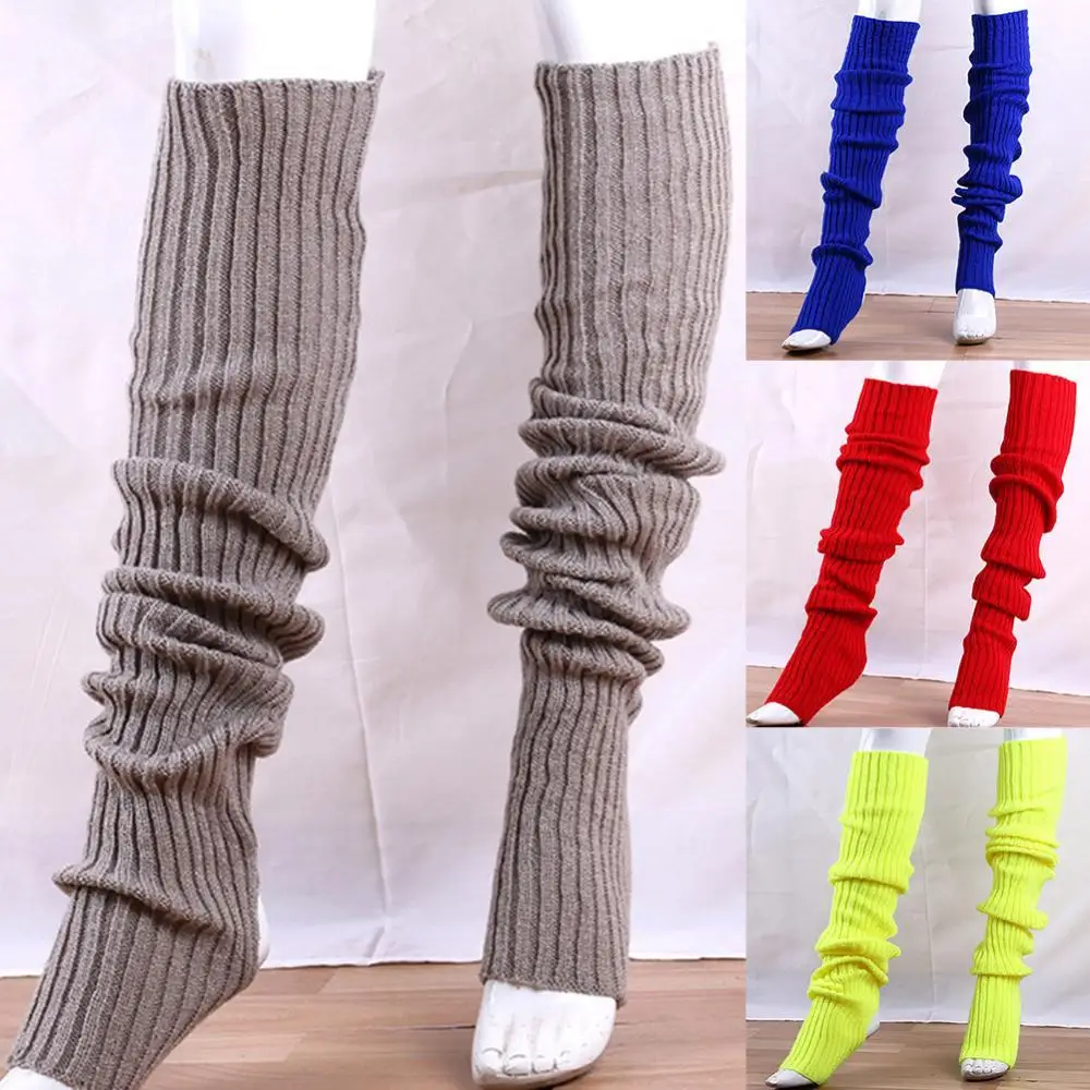

Solid color Women Elastic Stockings red black Color Warm Thigh High Knitted Long Over Knee Stockings winter Women Long Stockings