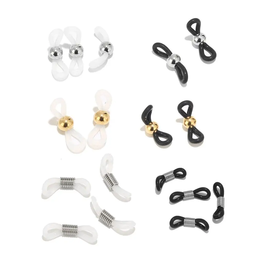 20 szt. Stal nierdzewna koralik czarno-biały antypoślizgowe gumowe końcówki uchwyt ustalający uchwyt na łańcuszek do okularów naszyjnik