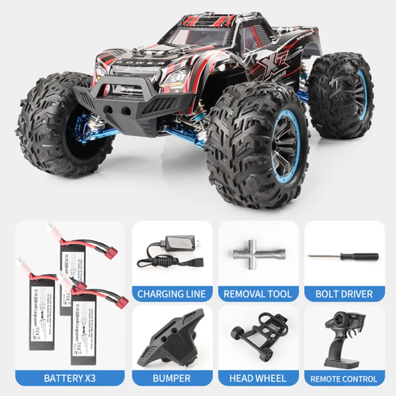 90KM/H High Speed RC Racing Car Alloy Brushless Motor Large Climbing Car Shock Absorber Waterproof Off Load Vehical Boy Toy Gift