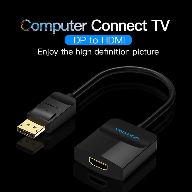 Przedłużacz DisplayPort do HDMI Adapter 1080P @ 60Hz Port wyświetlacza wtyk męski do HDMI żeński konwerter dla projektor telewizyjny Monitor DP do