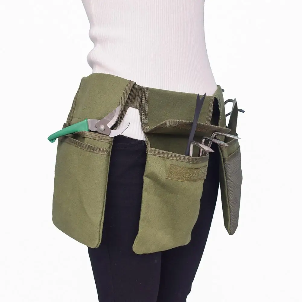 High Quality Multi-purpose Canvas Hardware Mechanics Garden Tool Bag Large Capacity Utility Waist Pocket Tool Pouch With Belt