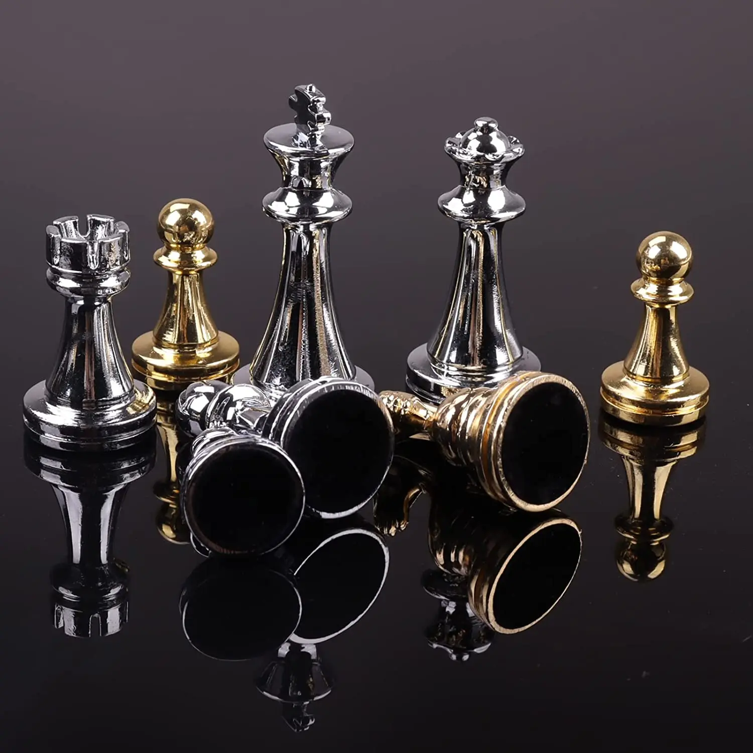 Metal Chess Set 2 Extra Queen Adults and Kids Game with Metal Pieces Game Professional Set Travel NO Board Pieces Only
