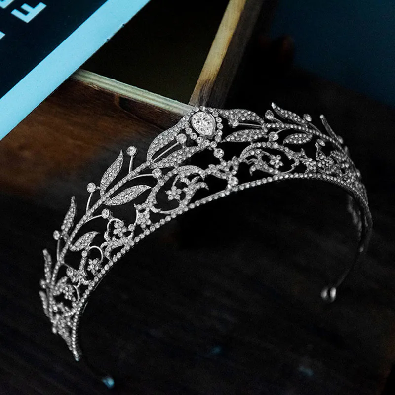 

Princess Diadem Silver Color Crystal Tiaras and Crowns Baroque Headbands for Women Bride Noiva Wedding Hair Jewelry FORSEVEN