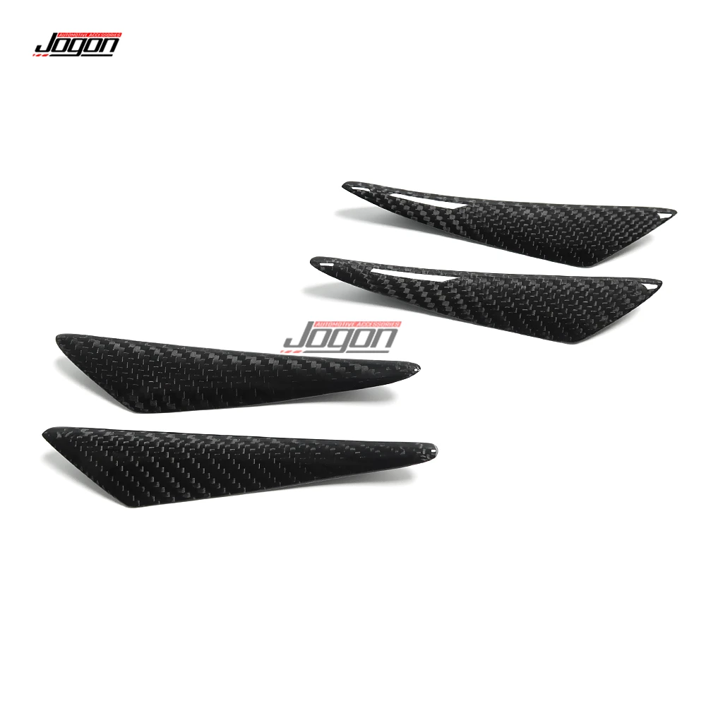 4Pcs Carbon Fiber Front Bumper Lip Splitter Fins Body Spoiler Canards Refit Trim For Peugeot 208 A9 2012-2019 P21 2019-2022